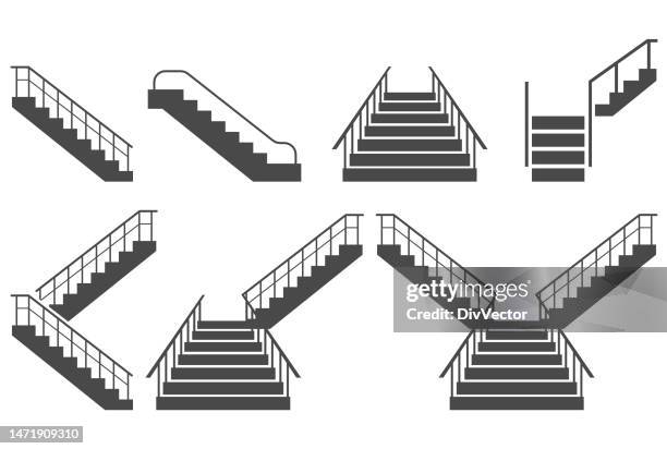 ilustrações de stock, clip art, desenhos animados e ícones de staircase vector set - ladder