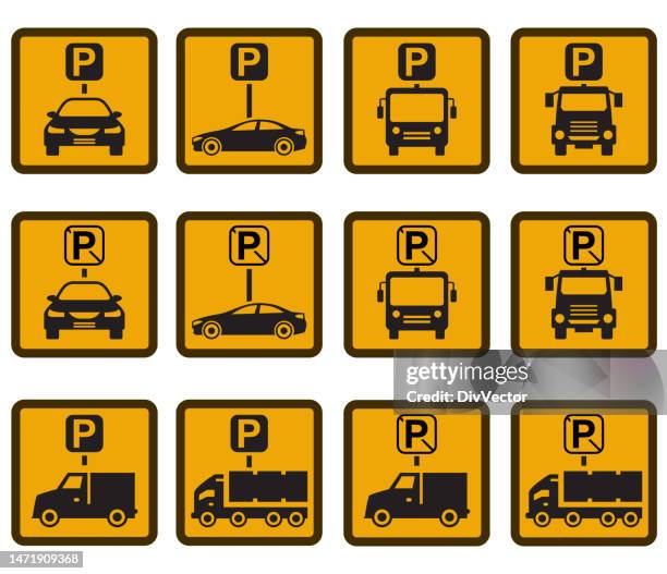 parkplatz-symbol-set - stopschild stock-grafiken, -clipart, -cartoons und -symbole