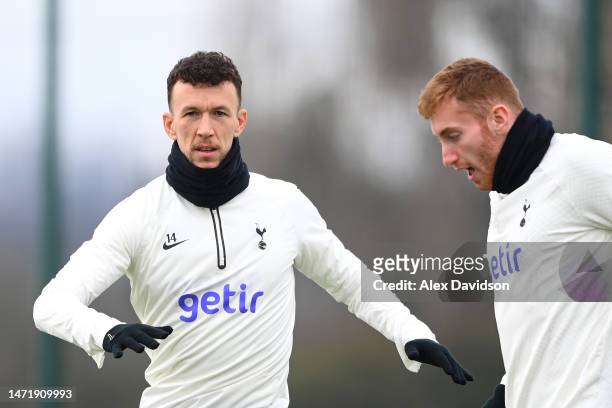Ivan Perisic of Tottenham Hotspur looks on during a Tottenham Hotspur training session ahead of their UEFA Champions League round of 16 match against...