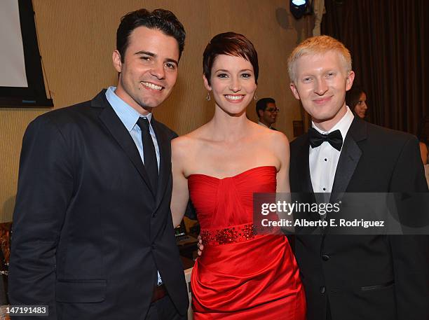 Actor/producer Nathan West, actress Chyler Leigh and The Thirst Project founder/CEO Seth Maxwell attend The Thirst Project's 3rd Annual Gala at The...