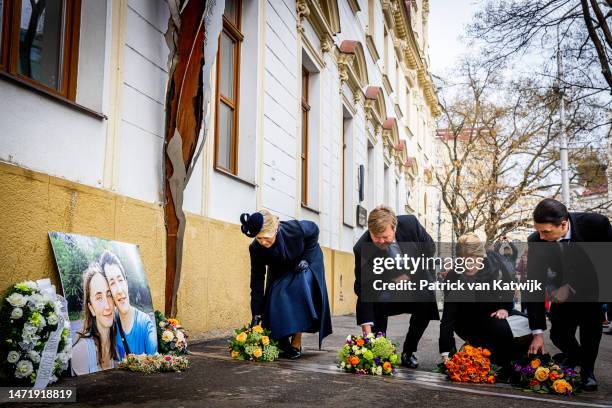King Willem-Alexander of The Netherlands and Queen Maxima of The Netherlands visit the Jan Kuciak and Martina Kusnirova monument with President...