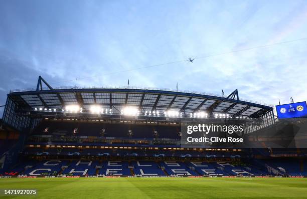 General view of the inside of the stadium prior to the UEFA Champions League round of 16 leg two match between Chelsea FC and Borussia Dortmund at...