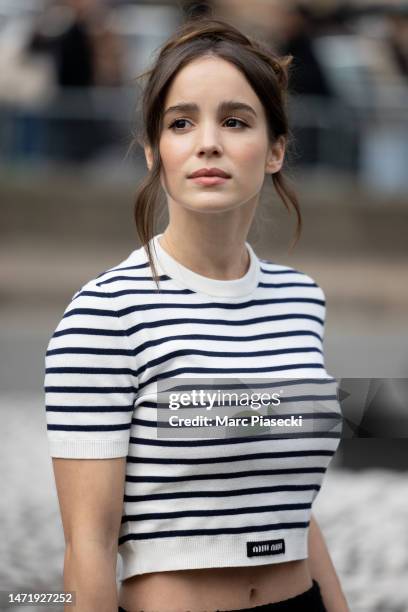 Alba Baptista attends the Miu Miu Womenswear Fall Winter 2023-2024 show as part of Paris Fashion Week on March 07, 2023 in Paris, France.