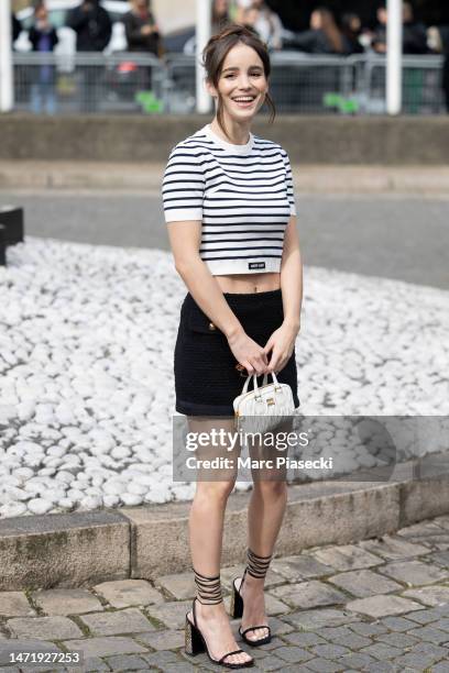 Alba Baptista attends the Miu Miu Womenswear Fall Winter 2023-2024 show as part of Paris Fashion Week on March 07, 2023 in Paris, France.