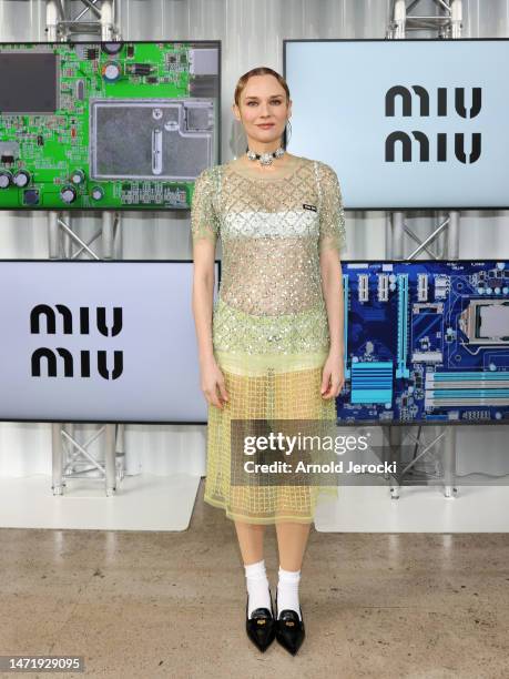 Diane Kruger attends the Miu Miu Womenswear F/W 2023- 2024 show as part of Paris Fashion Week at Palais d'Iena on March 07, 2023 in Paris, France.