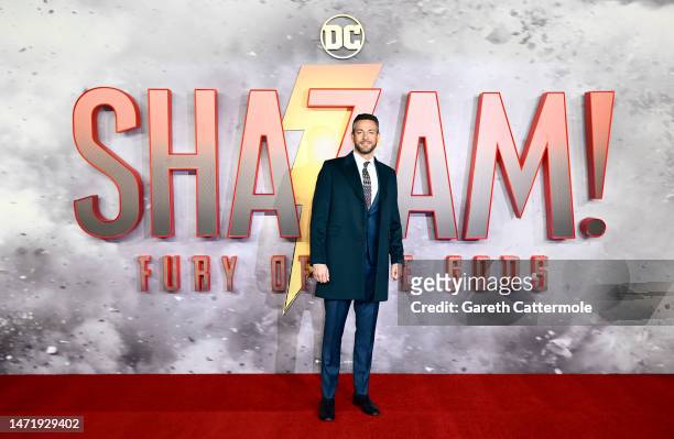Zachary Levi attending the UK special screening of "Shazam! Fury Of The Gods" at Cineworld Leicester Square on March 07, 2023 in London, England.