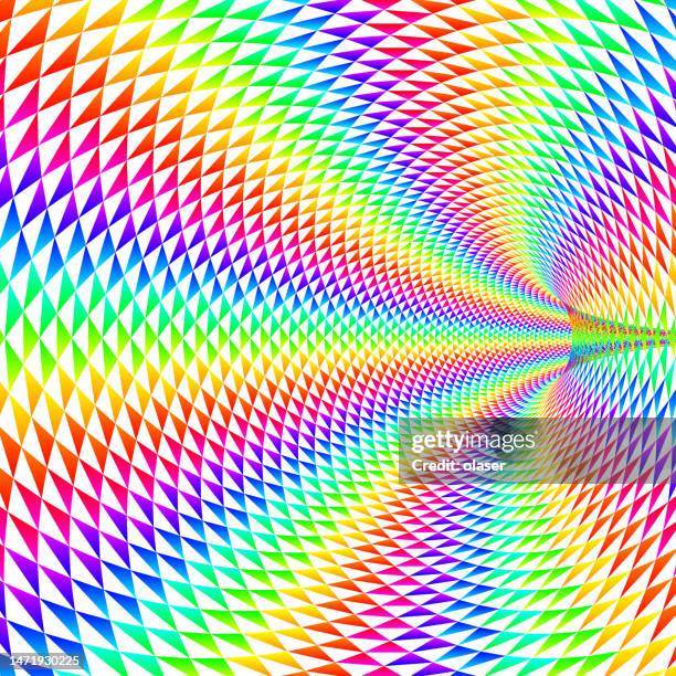 checked circular tunnel turning right. rainbow colored. 3d vector - narrow passage stock illustrations