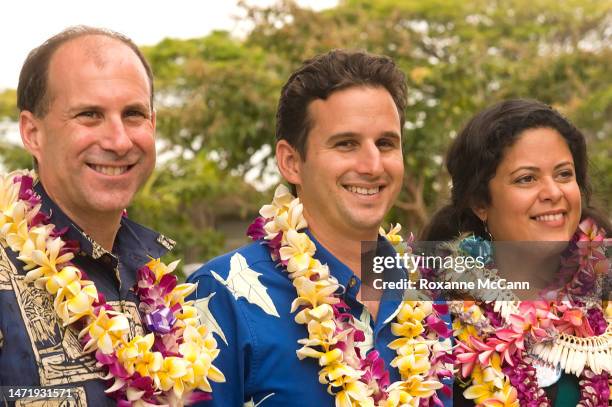 Andy Winer, Director of the Hawaii Obama Campaign committee, Brian Schatz, chairman of the Democratic Party of Hawaii and Maya Soetoro-Ng, the sister...