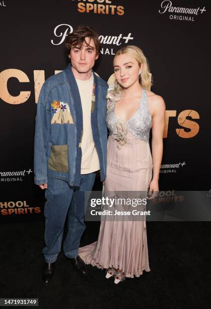 Spencer List and Peyton List attend the "School Spirits" screening & after party on March 01, 2023 in Los Angeles, California.