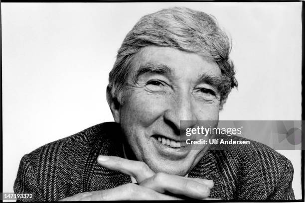 American writer John Updike poses during portrait session held on April 18, 1986 in Paris, France.