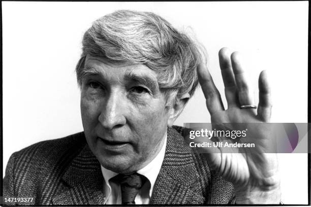 American writer John Updike poses during portrait session held on April 18, 1986 in Paris, France.