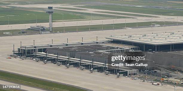 The construction site of the new Willy Brandt Berlin Brandenburg International Airport stands on June 27, 2012 near Berlin, Germany. Originally...