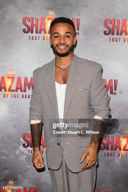 Aston Merrygold attends the UK special screening of "Shazam! Fury Of The Gods" at Cineworld Leicester Square on March 07, 2023 in London, England.