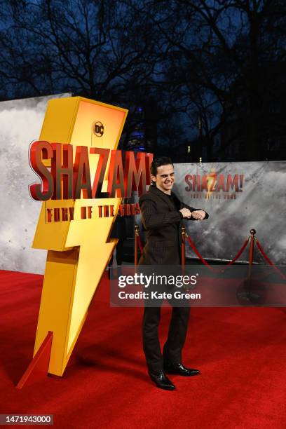 Jack Dylan Grazer attends the UK special screening of "Shazam! Fury Of The Gods" at Cineworld Leicester Square on March 07, 2023 in London, England.