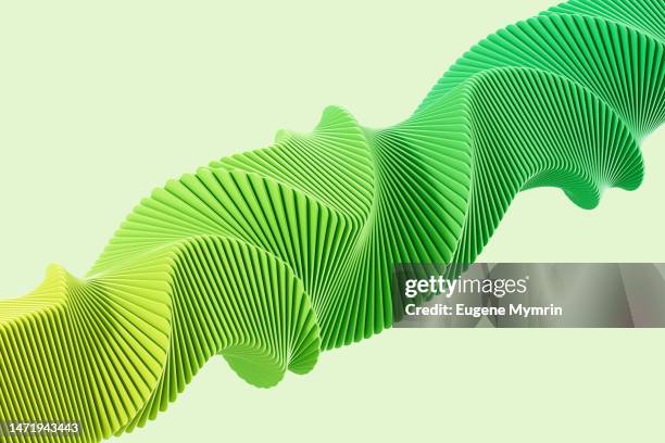 digitally generated image of abstract twisted shapes - green inspiring backgrounds imagens e fotografias de stock