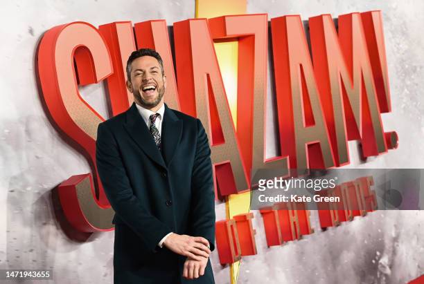 Zachary Levi attends the UK special screening of "Shazam! Fury Of The Gods" at Cineworld Leicester Square on March 07, 2023 in London, England.