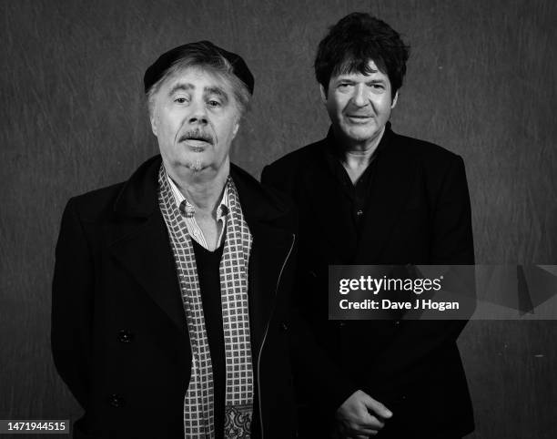 Glen Matlock and Clem Burke attend the "Dog Day" Afternoon Launch Event at The 100 Club on March 07, 2023 in London, England.