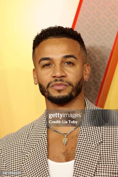 Aston Merrygold attends the "Shazam! Fury of the Gods" UK Special Screening at Cineworld Leicester Square on March 07, 2023 in London, England.