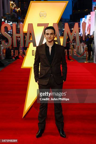 Jack Dylan Grazer attends the UK special screening of "Shazam! Fury Of The Gods" at Cineworld Leicester Square on March 07, 2023 in London, England.