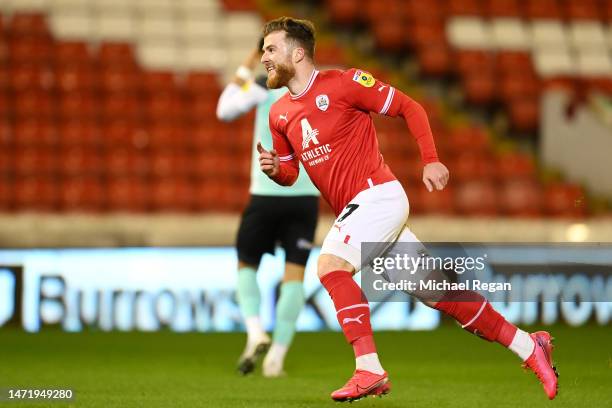 Nicky Cadden of Barnsley celebrates after scoring the team's second goal during the Sky Bet League One between Barnsley and Portsmouth at Oakwell...
