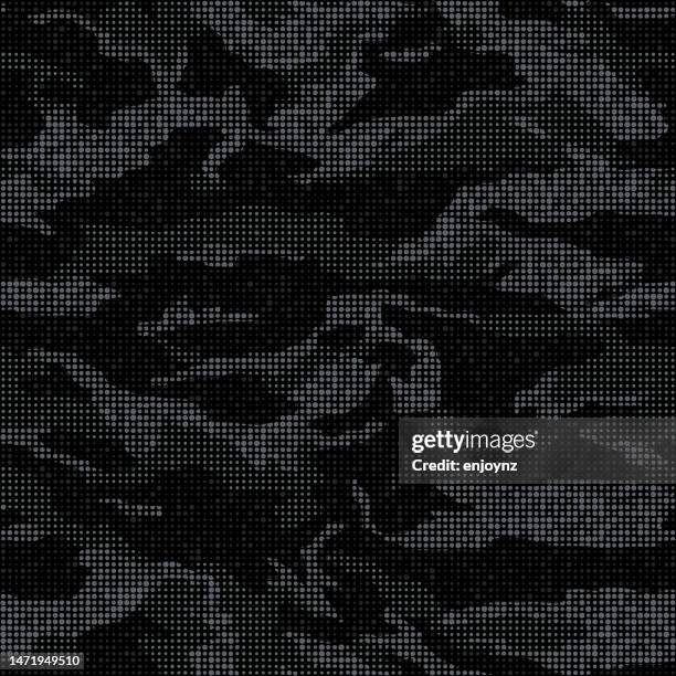 illustrations, cliparts, dessins animés et icônes de sans couture camouflée noir grunge textures fond d’écran fond - tenue de camouflage mode