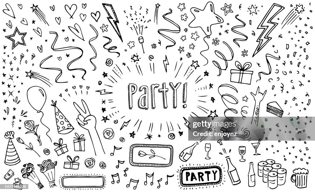 Invitación a fiesta boceto dibujo garabato