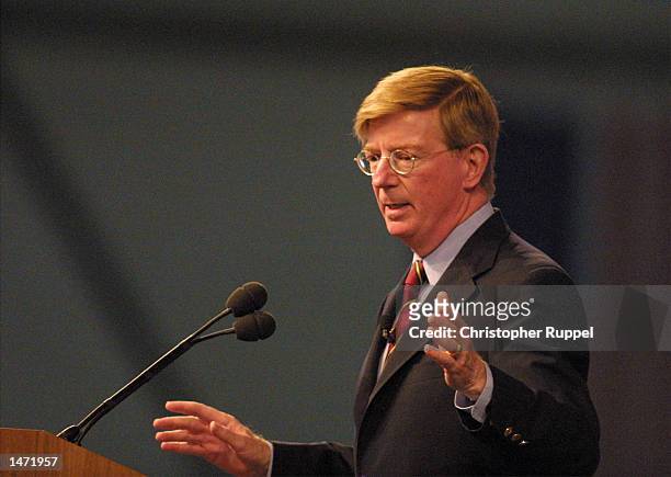 Syndicated Columnist George Will speaks during the 18th Annual Borton, Petrini & Conron, LLP's Bakersfield Business Conference on October 12, 2002 in...