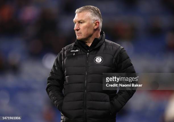 Nigel Pearson, Manager of Bristol City, looks on during the Sky Bet Championship between Huddersfield Town and Bristol City at John Smith's Stadium...