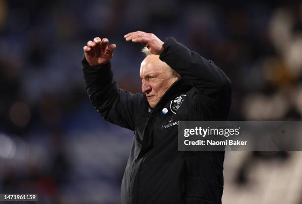 Neil Warnock, Manager of Huddersfield Town, reacts during the Sky Bet Championship between Huddersfield Town and Bristol City at John Smith's Stadium...