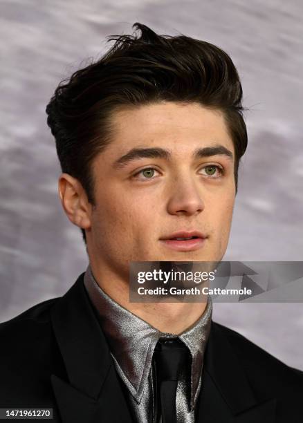 Asher Angel attending the UK special screening of "Shazam! Fury Of The Gods" at Cineworld Leicester Square on March 07, 2023 in London, England.