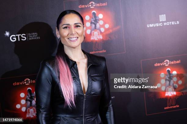 Rosa Lopez poses as David Bisbal celebrates 20 years in the music industry at UMusic Hotel Teatro Albeniz on March 07, 2023 in Madrid, Spain.