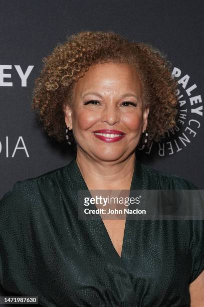 Debra Lee attends 'The Rise to the Top of the Entertainment Industry: Debra Lee in Conversation with Crystal McCrary' at Paley Museum on March 07,...