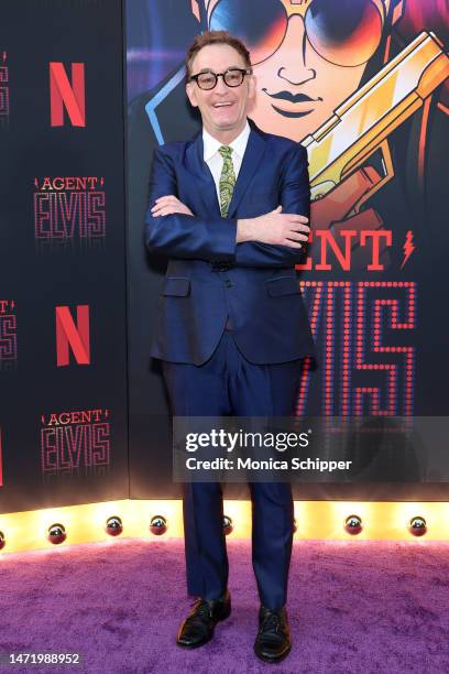 Tom Kenny attends the advance screening event photo call for Netflix's "Agent Elvis" at TUDUM Theater on March 07, 2023 in Hollywood, California.