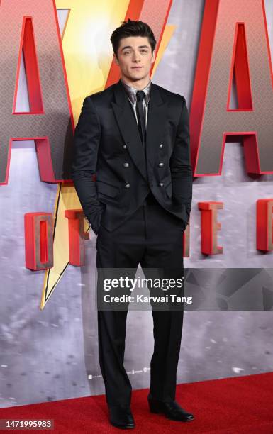 Asher Angel attends the "Shazam! Fury of the Gods" UK Special Screening at Cineworld Leicester Square on March 07, 2023 in London, England.