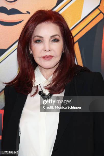 Priscilla Presley attends the advance screening event photo call for Netflix's "Agent Elvis" at TUDUM Theater on March 07, 2023 in Hollywood,...