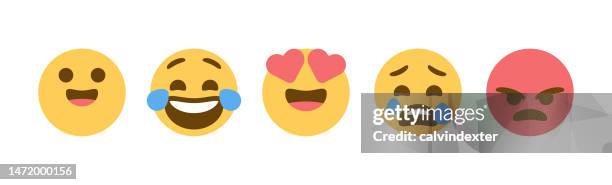 illustrazioni stock, clip art, cartoni animati e icone di tendenza di reazioni emoticon - of smileys