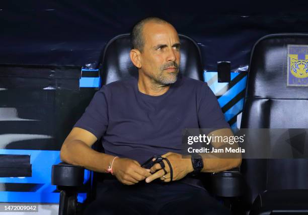 Oscar Pareja, head coach of Orlando City looks on prior to the round of 16 first leg match between Tigres UANL and Orlando City as part of the...