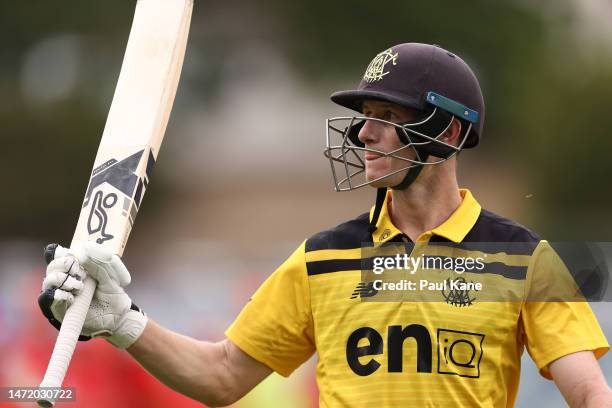 Cameron Bancroft of Western Australia walks from the field after being dismissed during the Marsh One Day Cup Final match between Western Australia...