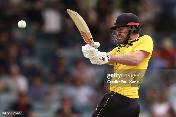 Ashton Turner of Western Australia bats during the Marsh One Day Cup Final match between Western Australia and South Australia at the WACA, on March...