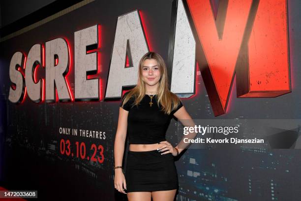 Sissy Sheridan attends an Influencer Screening of Paramount Pictures and Spyglass Media Group's "Scream VI" at the Saban Theatre on March 7, 2023 in...