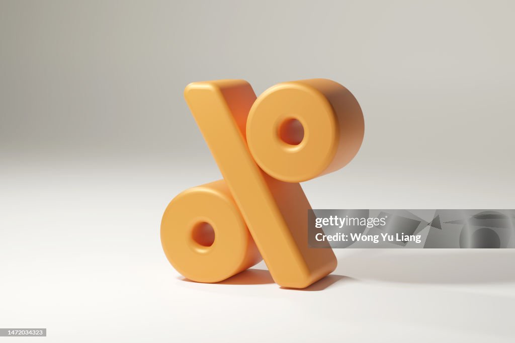 % sign with copy space, 3D render