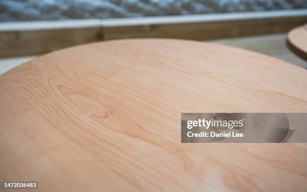 close-up of empty table - cafeteria table top stock pictures, royalty-free photos & images