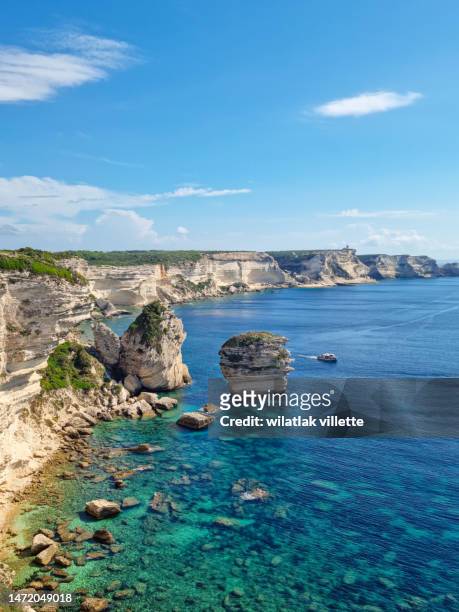 cliffs of bonifacio, corsica, france - corsica france stock pictures, royalty-free photos & images