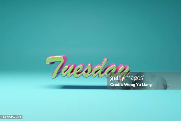 tuesday text with copy space, 3d render - tuesday stock-fotos und bilder