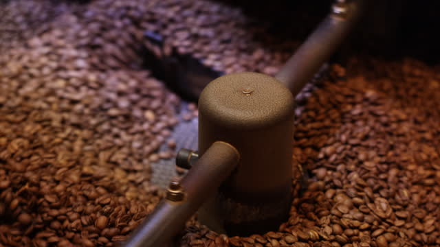 Freshly Roasted Coffee Beans in Mixer
