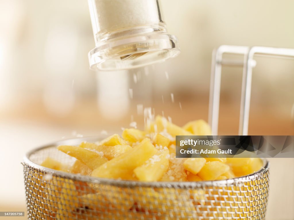French fries sprinkled with salt