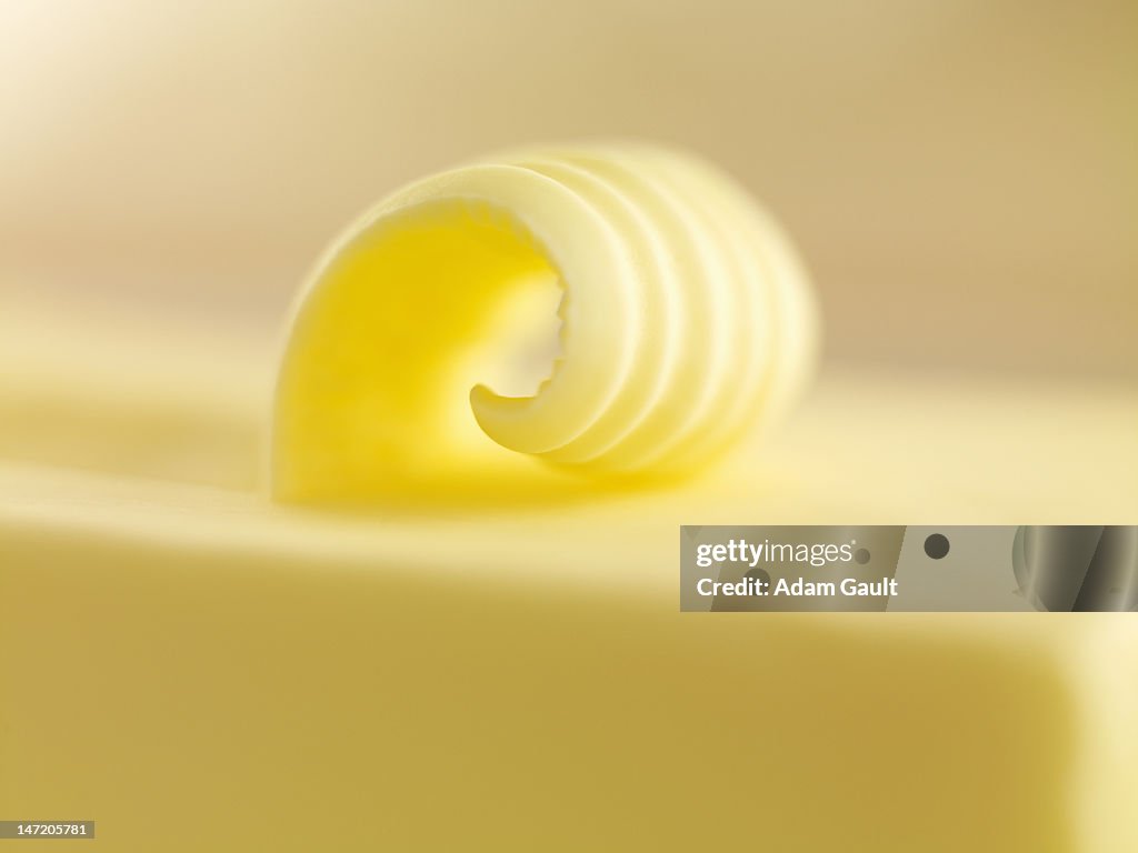 Close up of butter curl