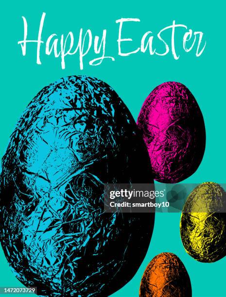 chocolate easter egg greeting - easter candy stock illustrations