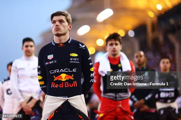 Max Verstappen of the Netherlands and Oracle Red Bull Racing prepares to drive on the grid during the F1 Grand Prix of Bahrain at Bahrain...