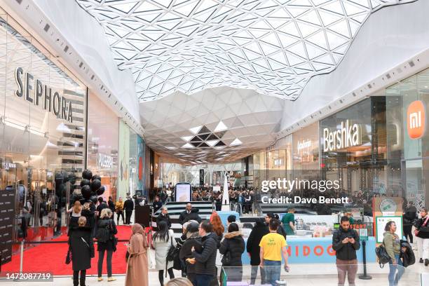 General view of the queue at the Sephora UK Official Store Opening at Westfield London on March 8, 2023 in London, England.